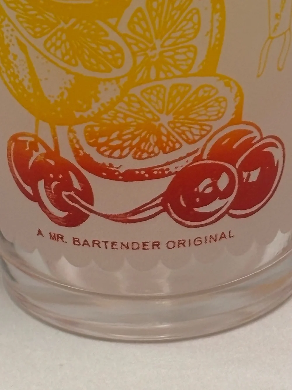 Vintage A Mr. Bartender Original Glass with Cocktail Recipes - Green/Yellow/Red